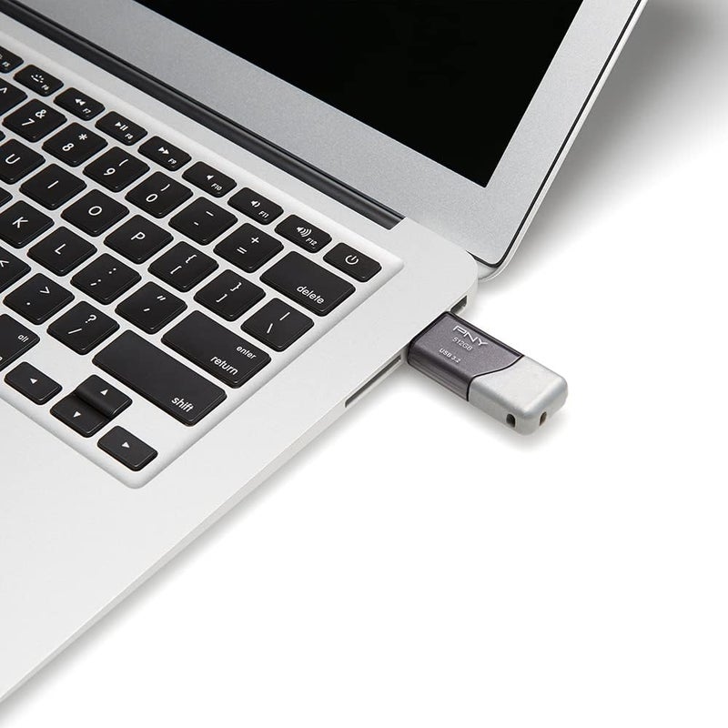 PNY محرك فلاش USB 3.2 Turbo Attache 3 سعة 512 جيجابايت بسرعة 100 ميجابايت/ثانية، فضي (عبوة من 1) - Image 3
